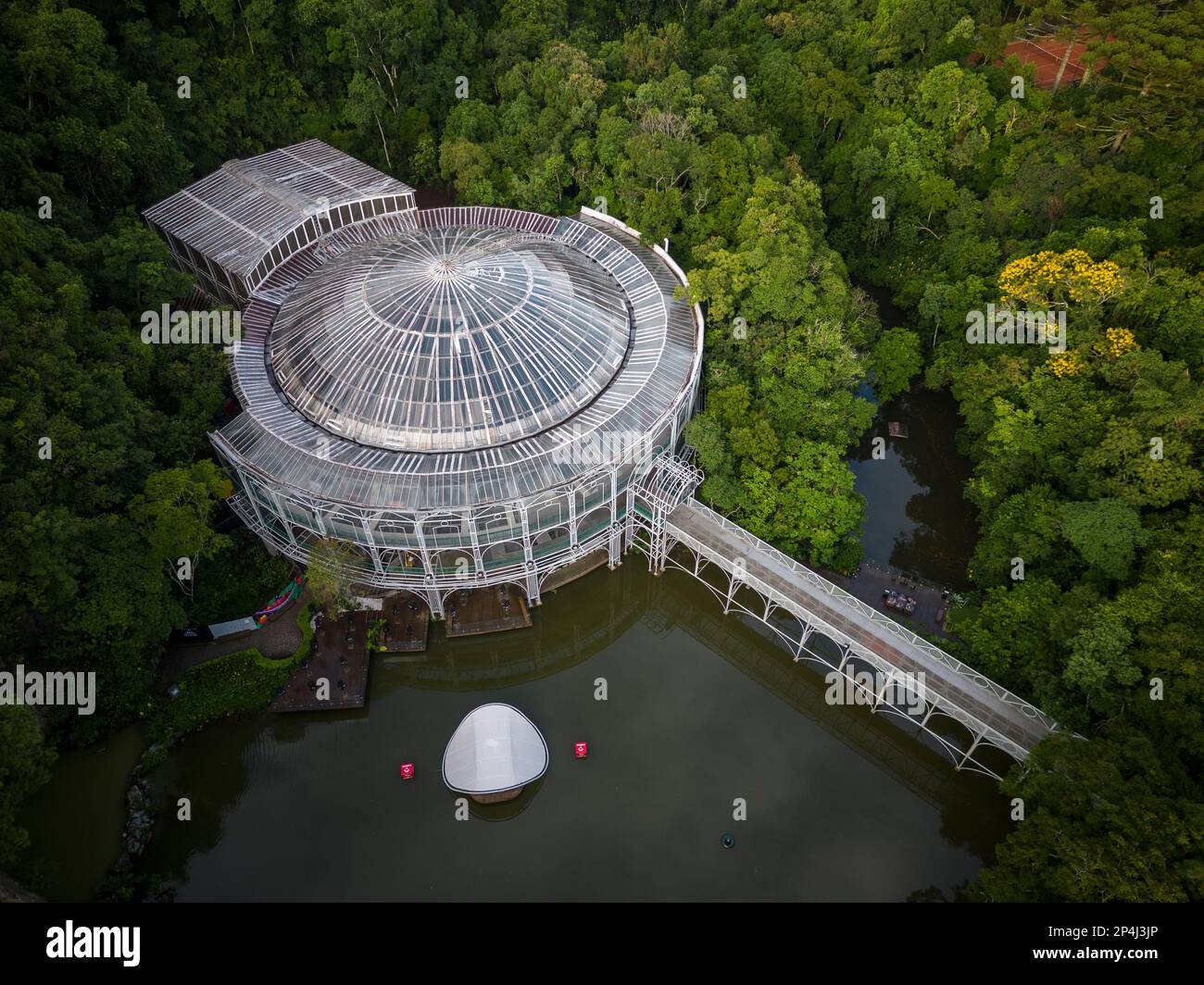 Beautiful view to iron and glass opera house in green area Stock Photo