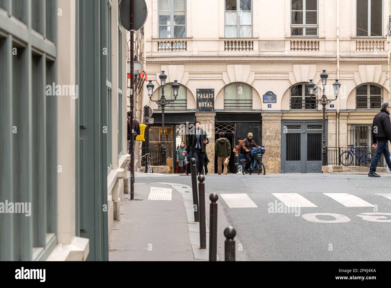 The entrance to Palais Royal in Rue De Beaujolais in the 1st Arrondissement, Paris, France. Stock Photo