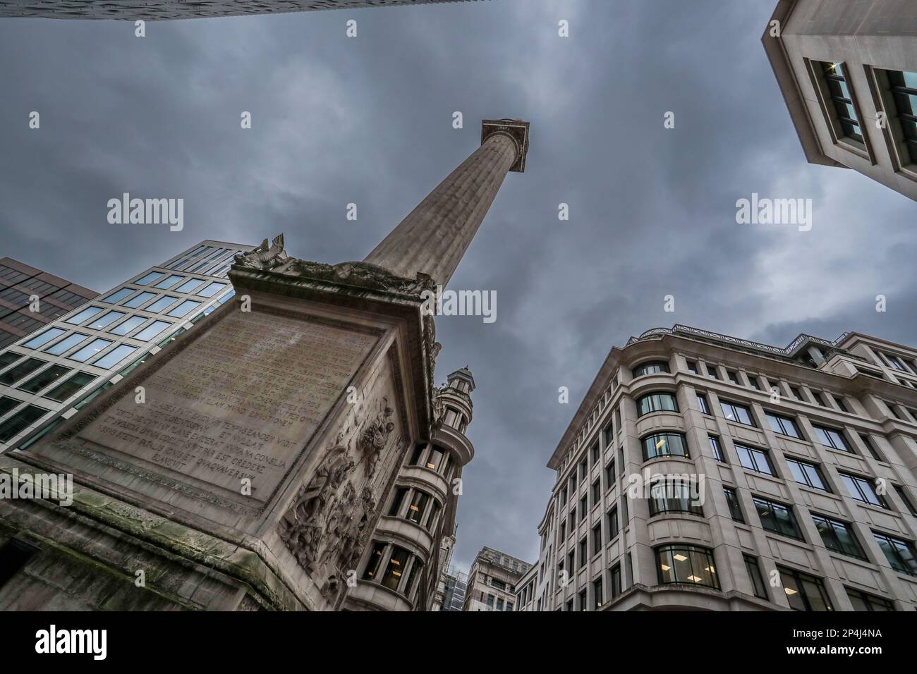 Fire of London monument, Pudding Lane, London Stock Photo Alamy
