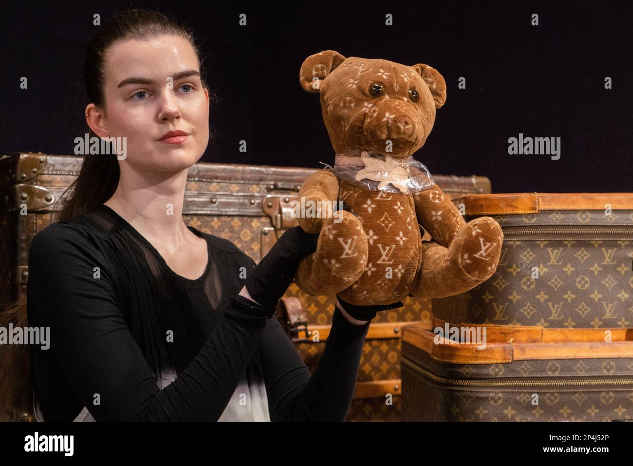 Bonhams Knightsbridge London UK 6 March 2023 Photocall for Designer  Handbags  Fashion Sale taking place on 9 March Highlights include Louis  Vuitton luggage and a DouDou 2005  2020 Teddy Bear