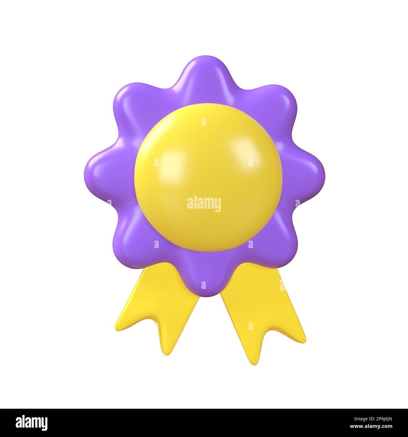 3d winner purple medal and yellow ribbons reward. Illustration icon ...