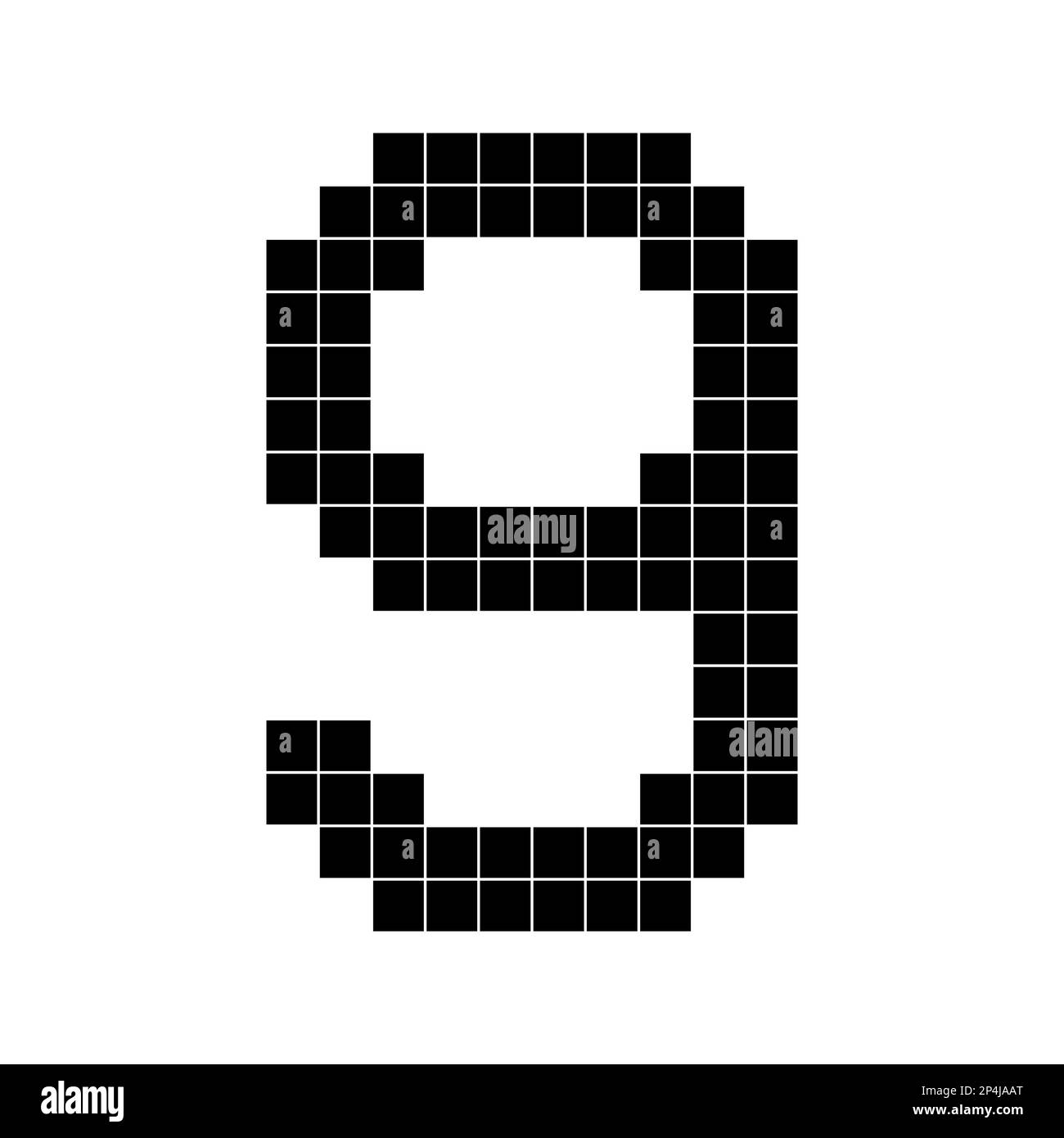 Number 9 nine 3d cube pixel shape minecraft 8 bit Stock Vector
