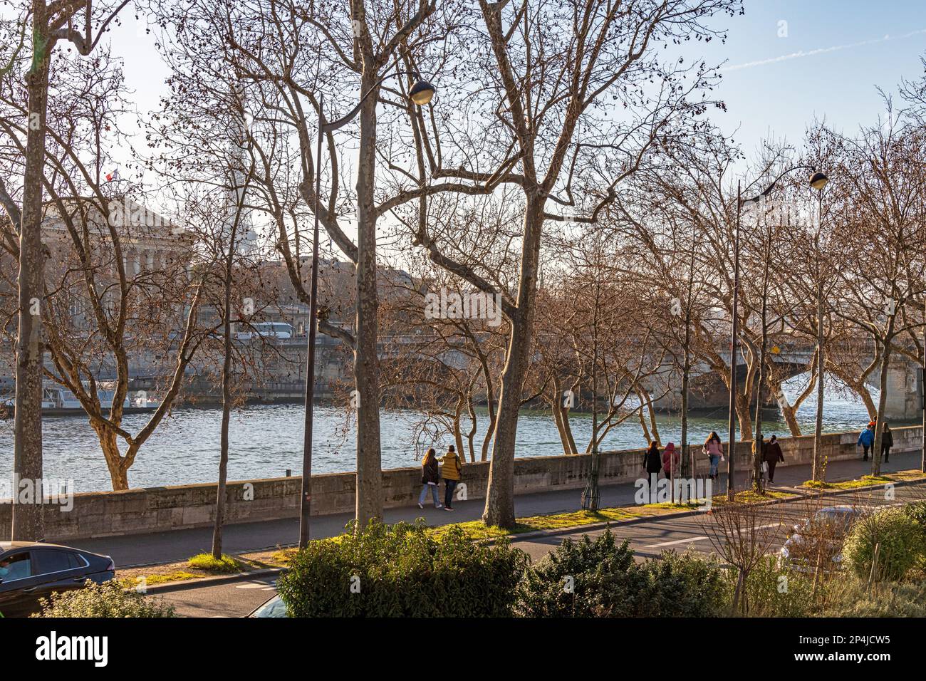 The Quai des Tuileries running alongside the River Seine in Paris, France. Stock Photo