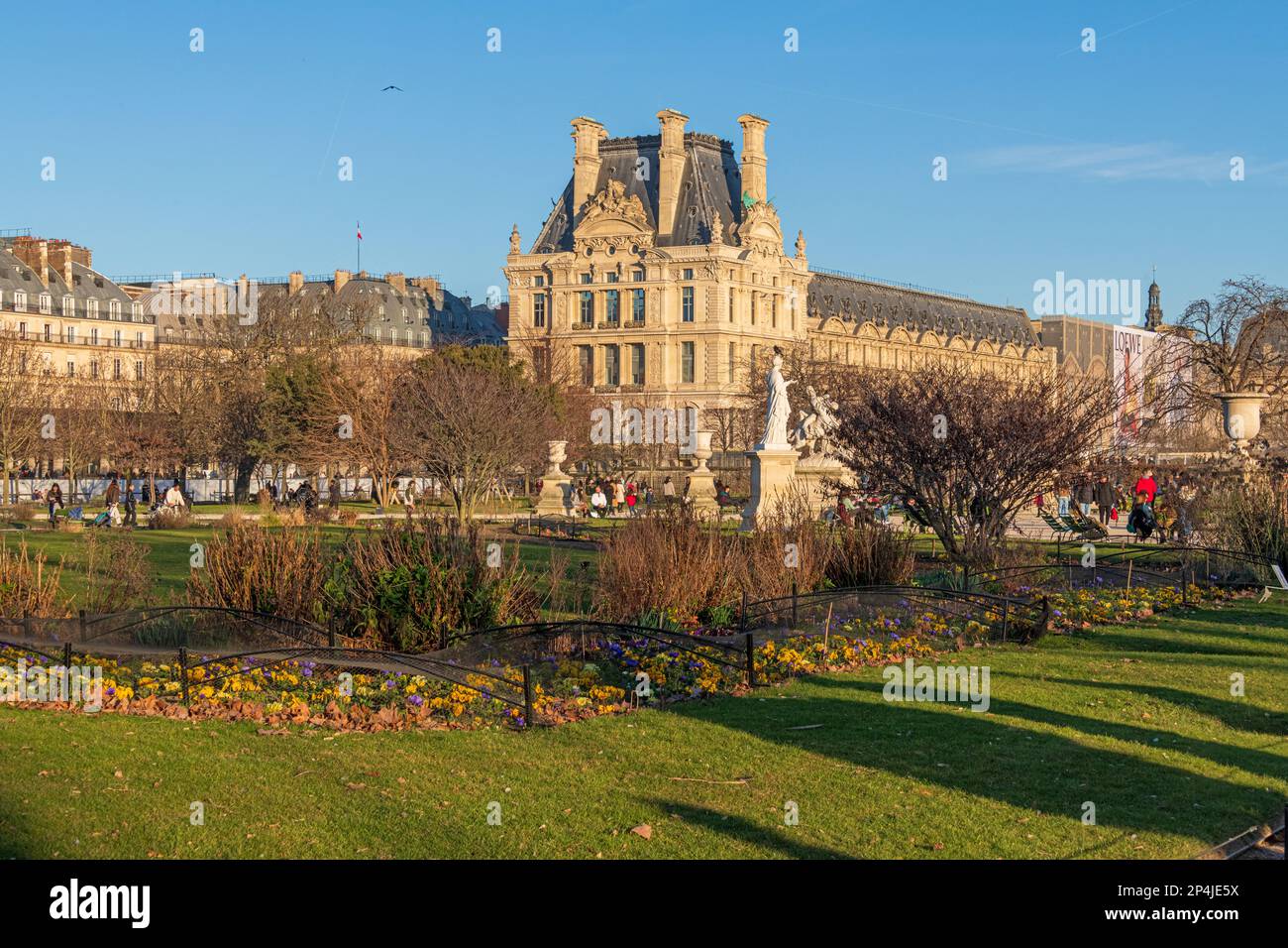 A view of the Louvre Museum from the Tuileries Garden in Paris. Stock Photo