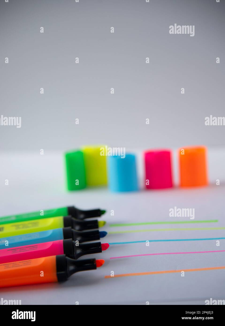 colored markers on the white background Stock Photo