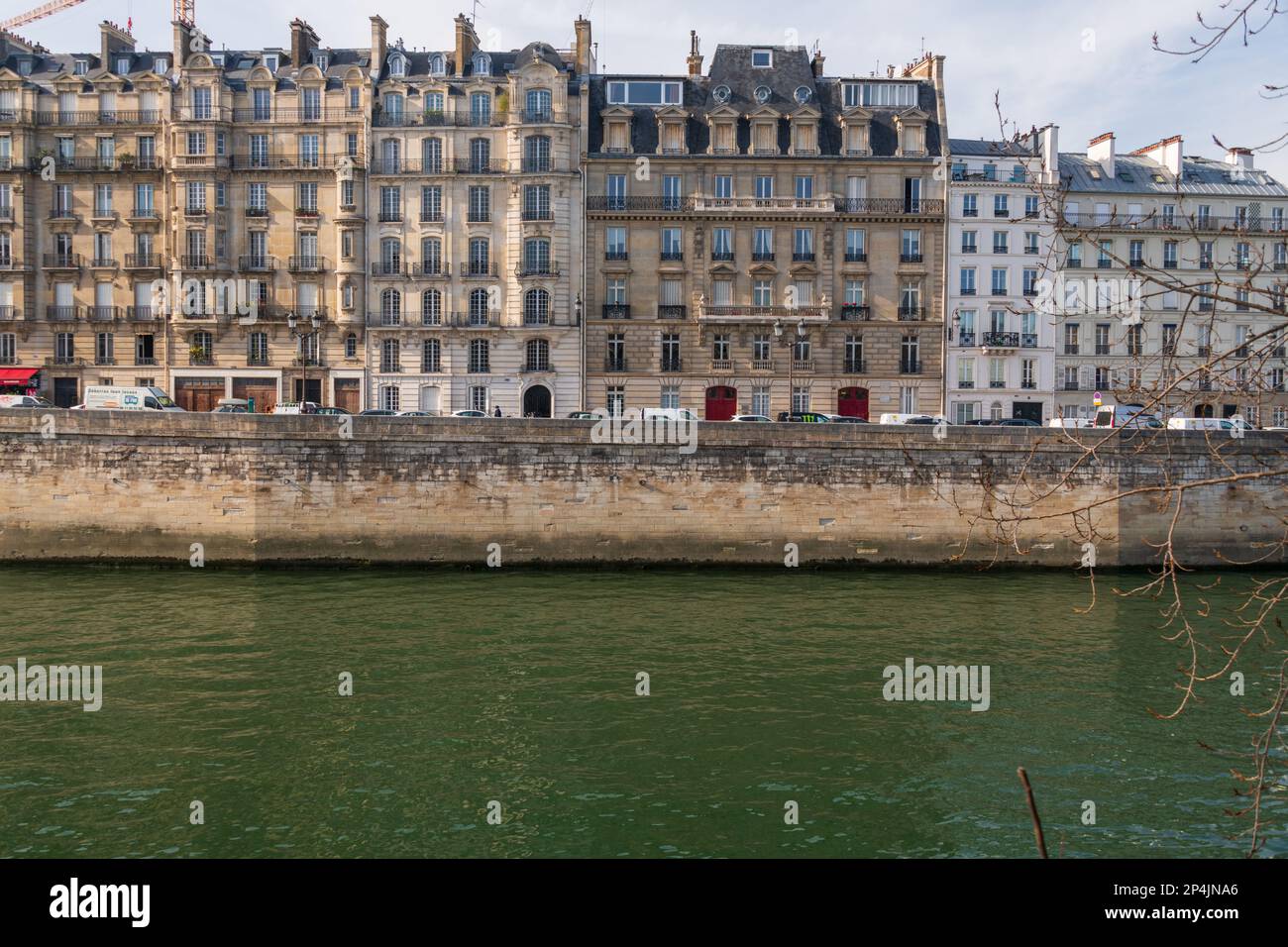 Parisian Apartment Buildings on Ile SaintLouis, Paris, France Stock