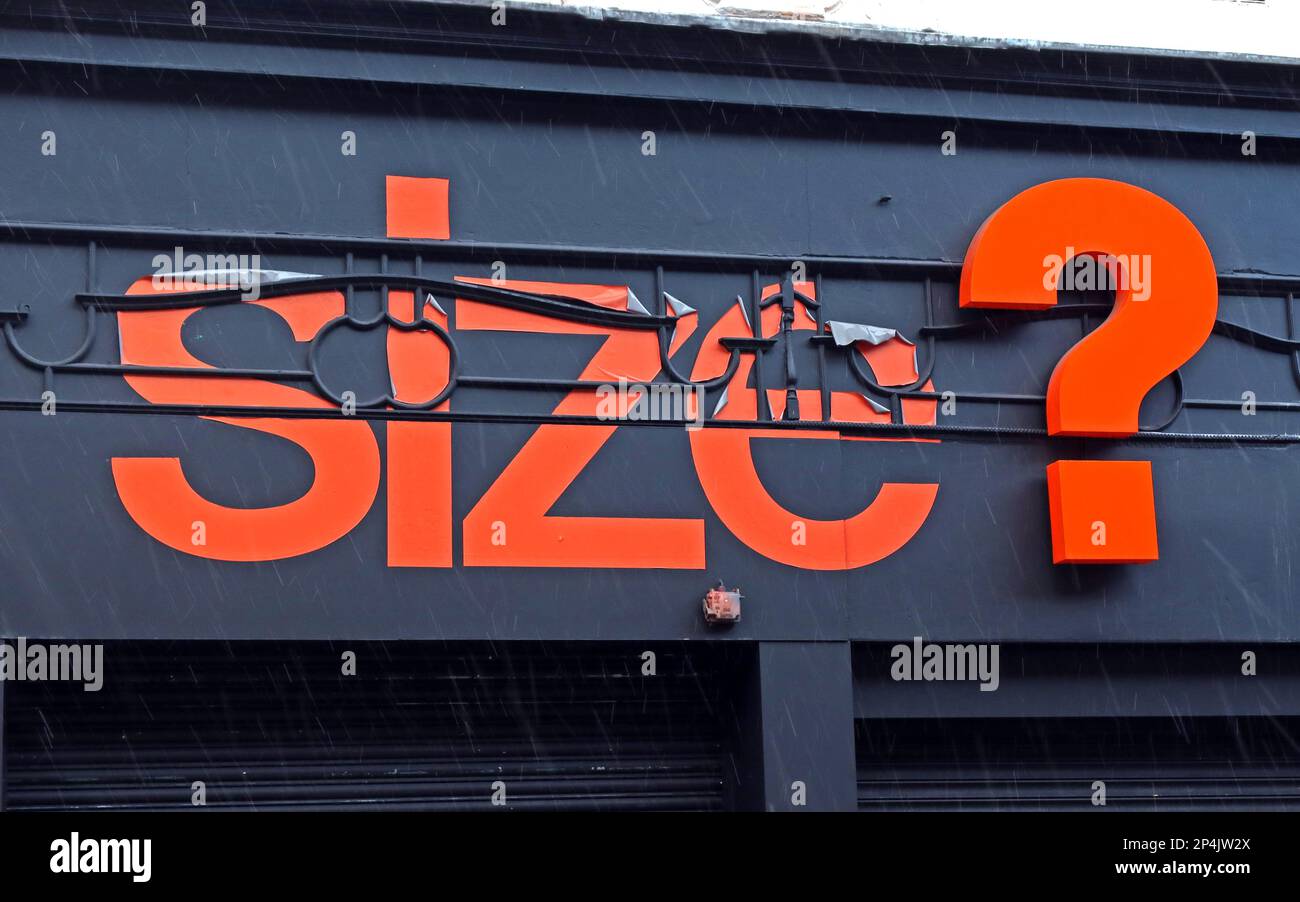 Size? Shoestore, Chain retailer offering designer branded training shoes, casual sportswear & accessories, Bold St, Liverpool, L1 4EZ Stock Photo