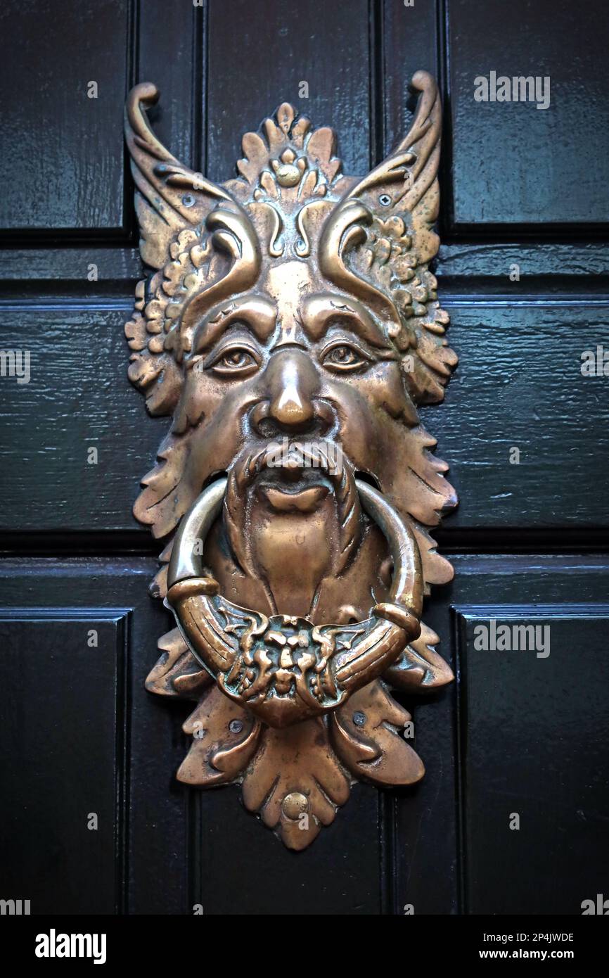 Ornate door knocker, Chinatown, Liverpool, Merseyside, England, UK, L1 5DN Stock Photo