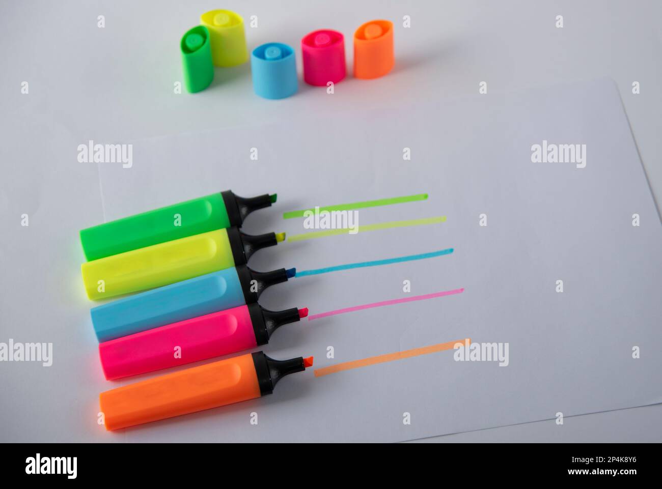 colored markers on the white background Stock Photo