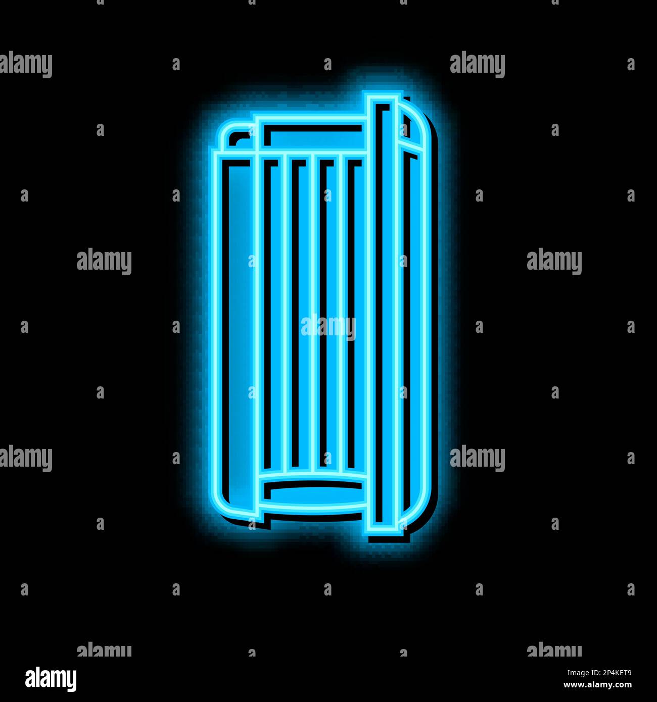 vertical cabin open solarium equipment neon glow icon illustration Stock Vector