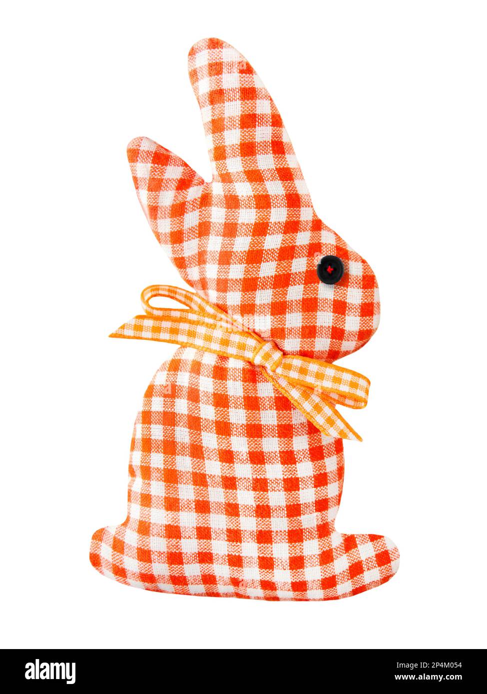 Sewn Easter Bunny isolated on white  background Stock Photo
