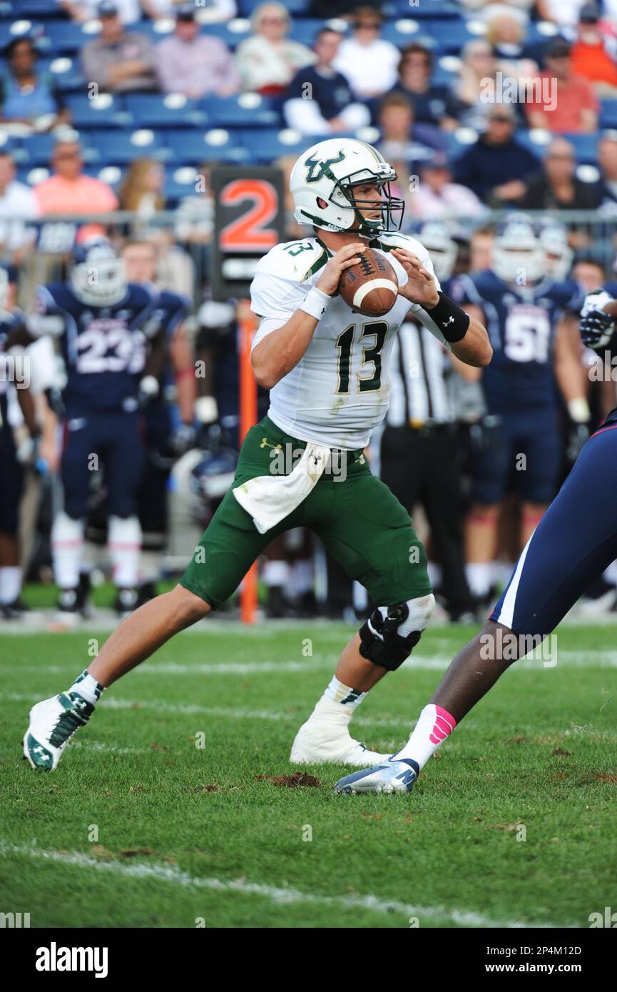 University South Florida Bulls quarterback Bobby Eveld (13) during game  against University of Connecticut Huskeys played on Saturday, October 12,  2013 at Rentschler Field in East Hartford, CT. South Florida defeated  Connecticut