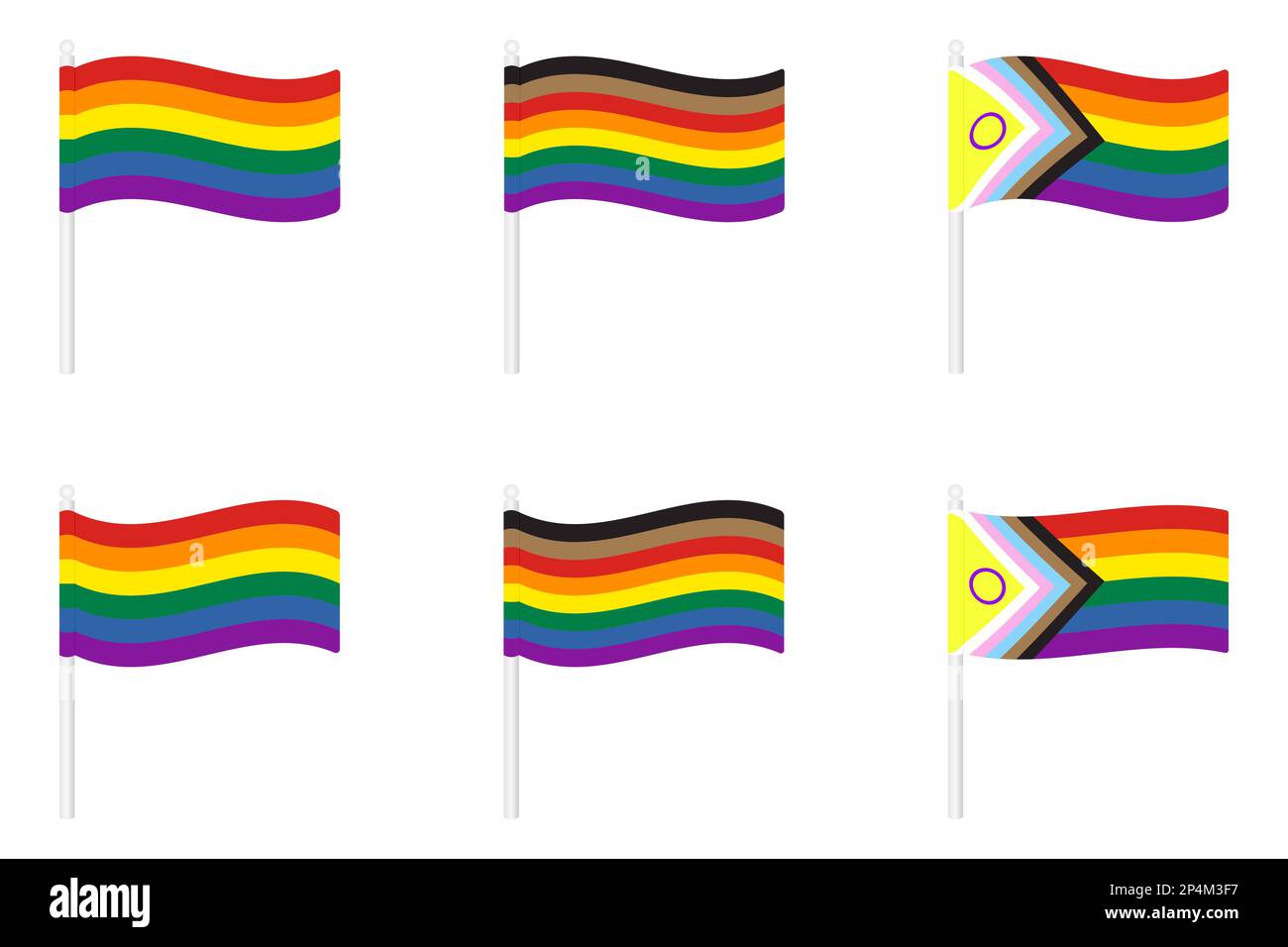 Collection Of Waving Pride Flag Collection Of New Rainbow Lgbt Symbol Icon Flat Vector
