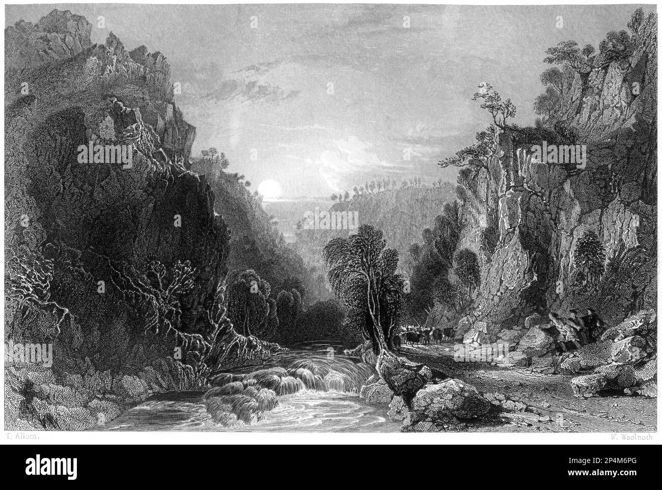 An engraving of The Pass of Inverfarrakaig, (Inverfarigaig) Inverness-shire, Scotland UK scanned at high resolution from a book printed in 1840. Stock Photo