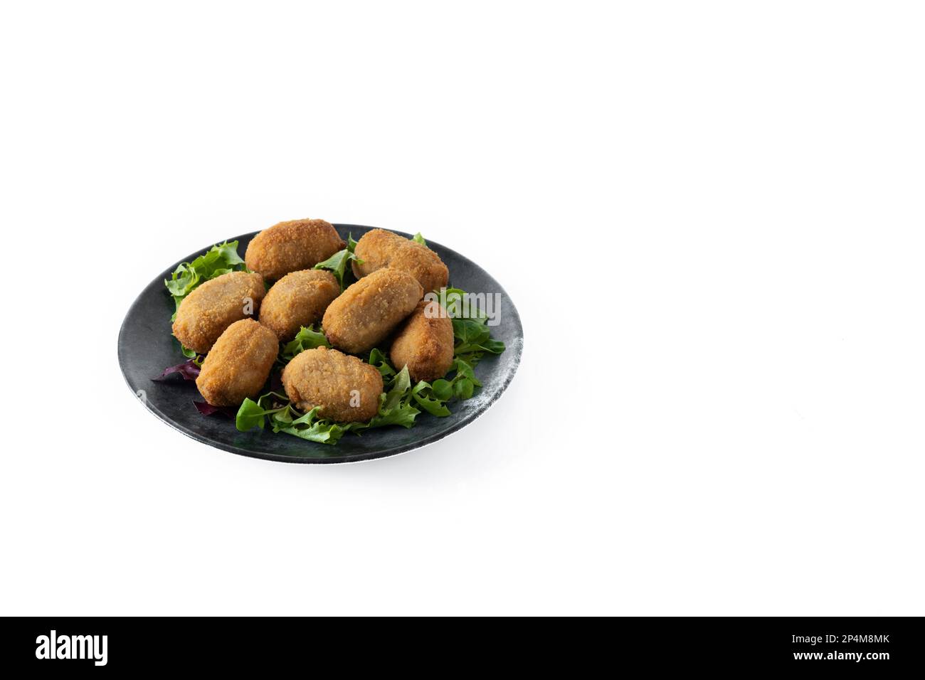 Traditional spanish fried croquettes isolated on white background Stock
