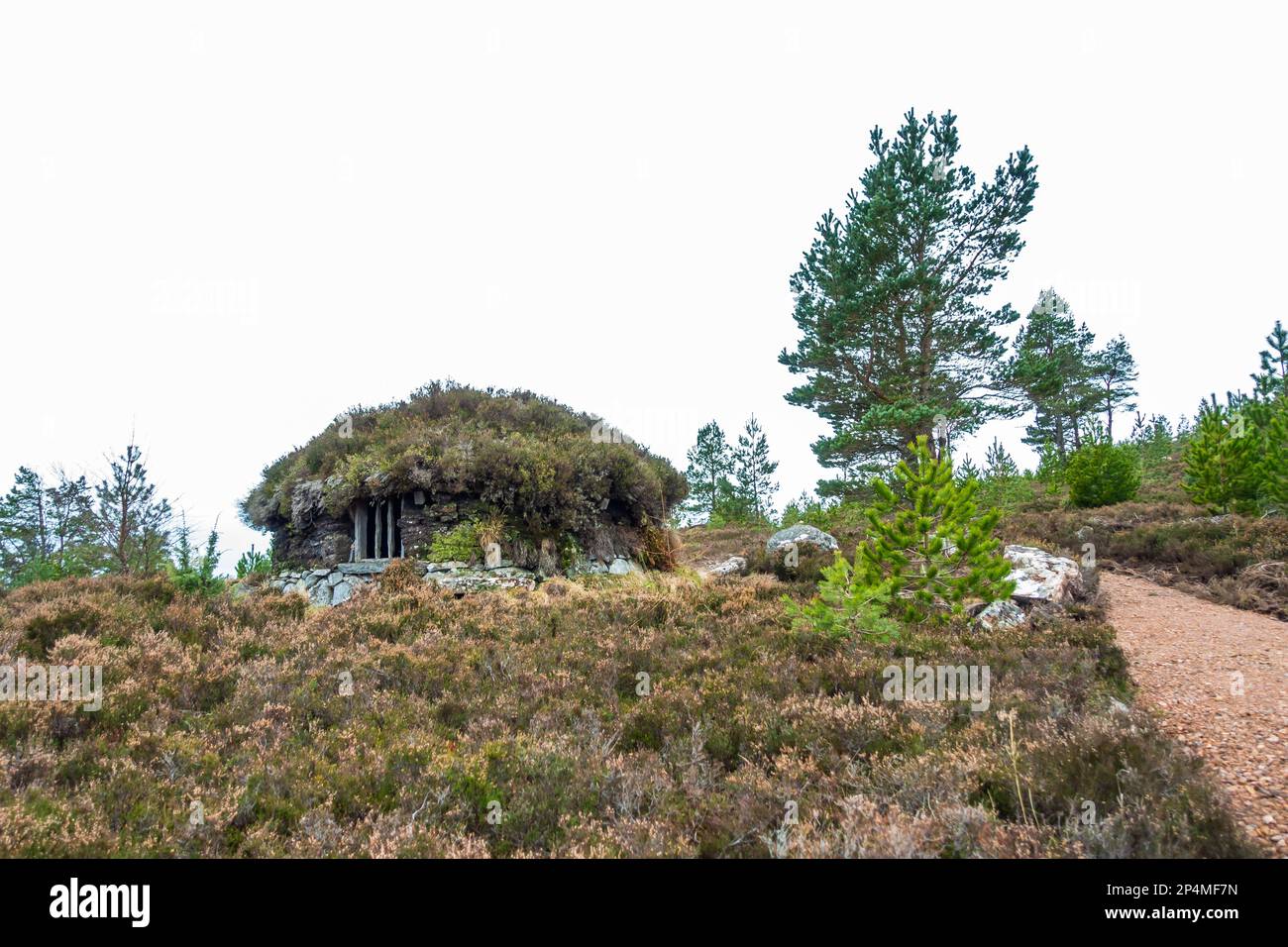 The shieling hut at Abriachan Forest Trails near Drumnadrochit in Scotland Stock Photo