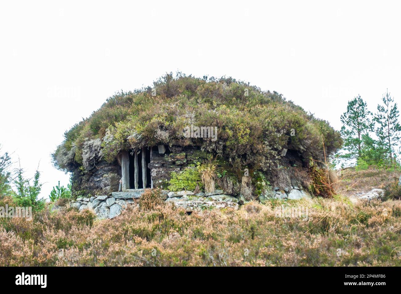 The shieling hut at Abriachan Forest Trails near Drumnadrochit in Scotland Stock Photo