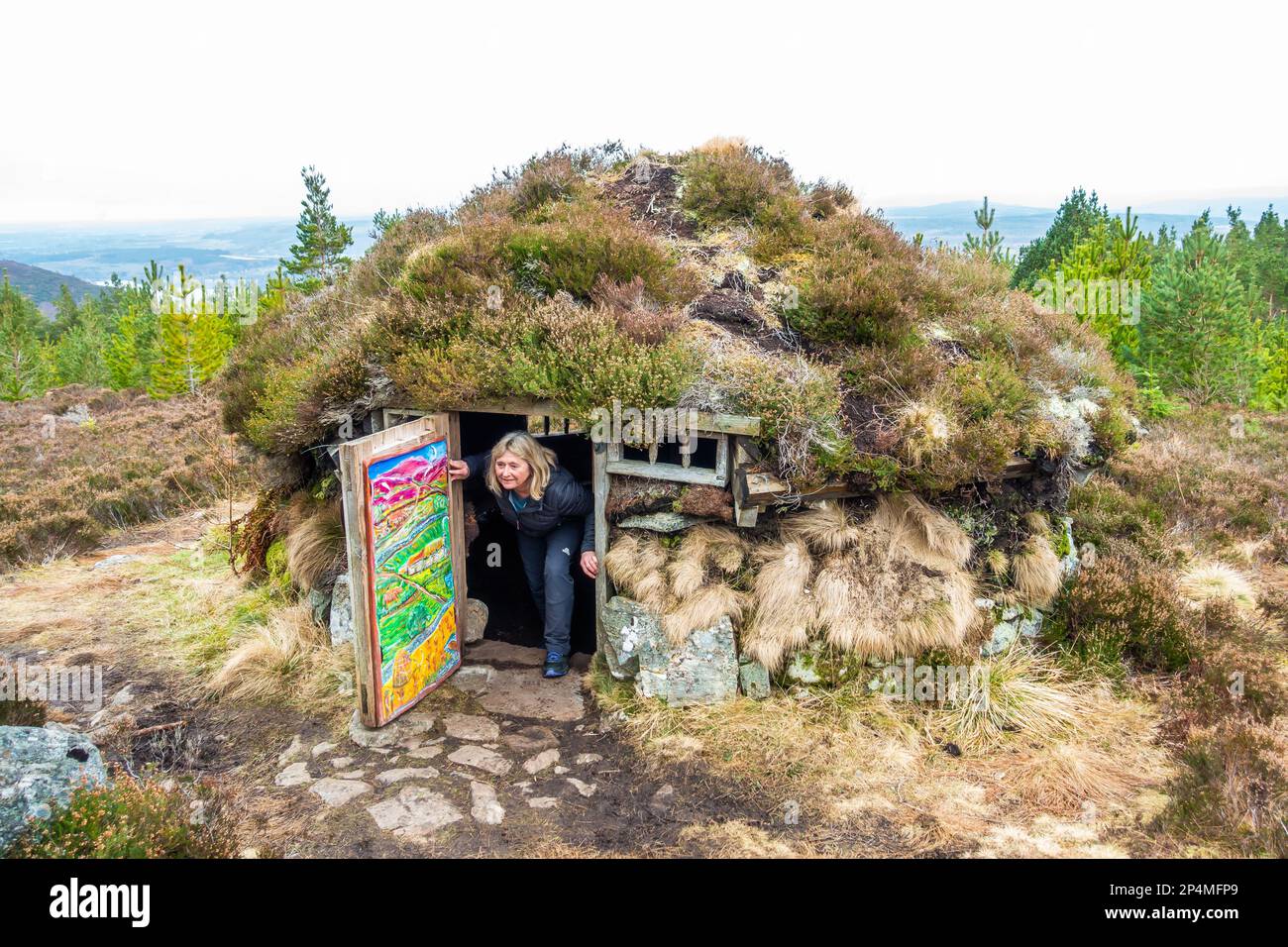 The shieling hut at Abriachan Forest Trails near Drumnadrochit in Scotland Stock Photo