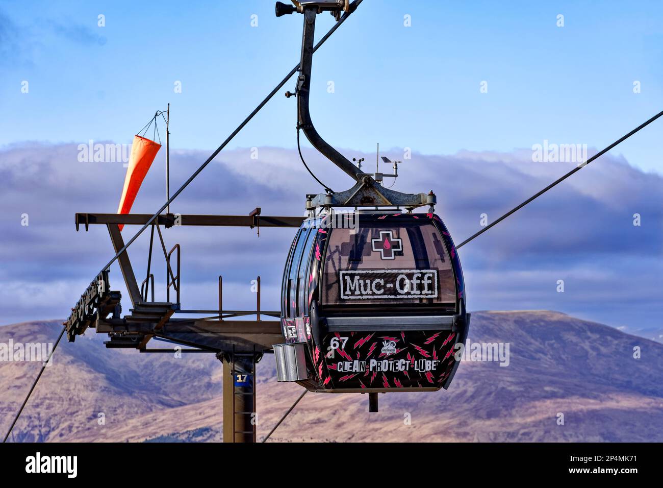 Fort William Aonach Mor Mountain Nevis Range a single gondola arriving