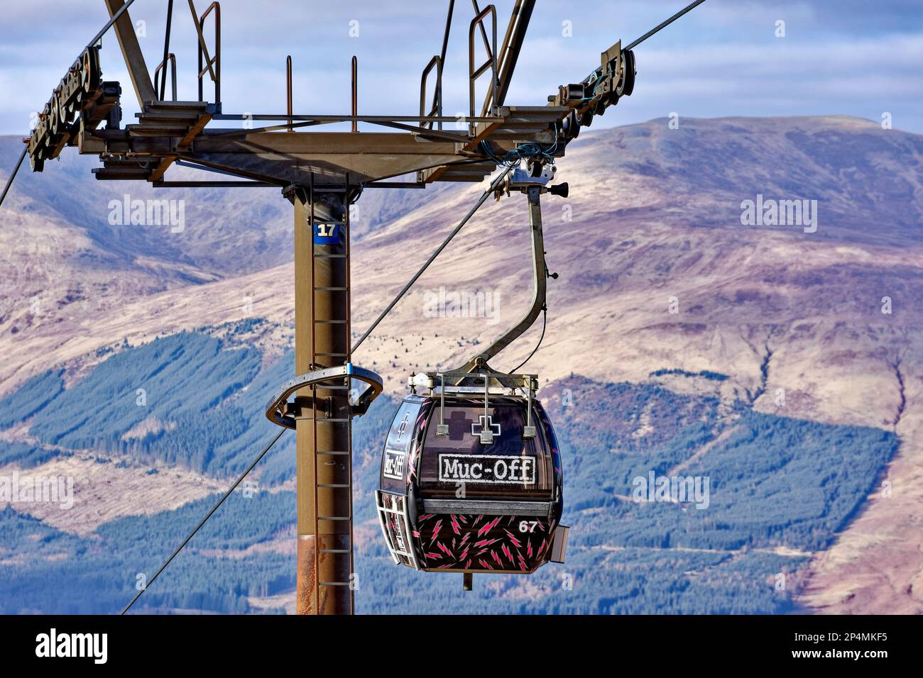 Fort William Aonach Mor Mountain Nevis Range a single gondola nearing