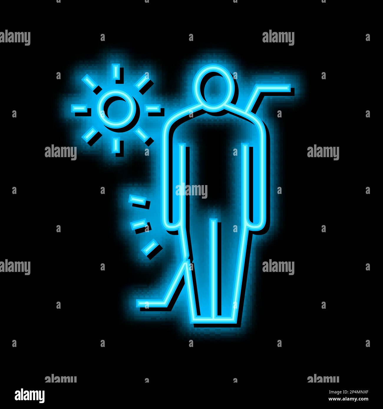 skin before and after tanning neon glow icon illustration Stock Vector