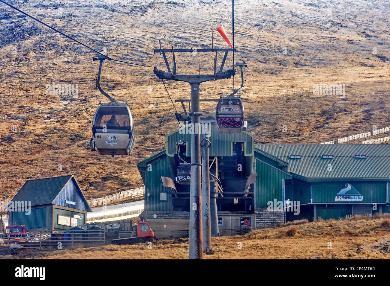 Fort William Aonach Mor Mountain Nevis Range two gondolas approaching