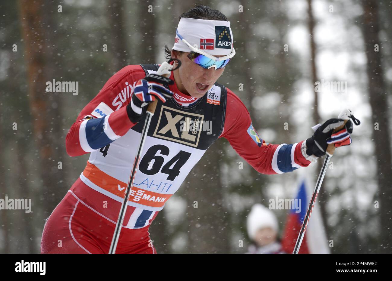 Norways Marit Björgen in action, during the womens 10km Cross-Country competition of the FIS World Cup, in Lahti, Finland, Sunday, March 2, 2014