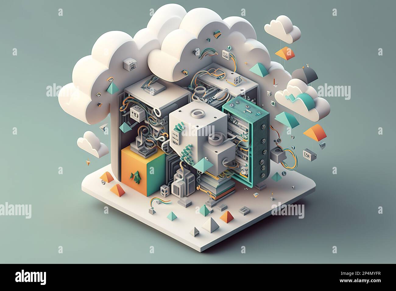 Illustration of cloud technologies. Generative Ai image Stock Photo