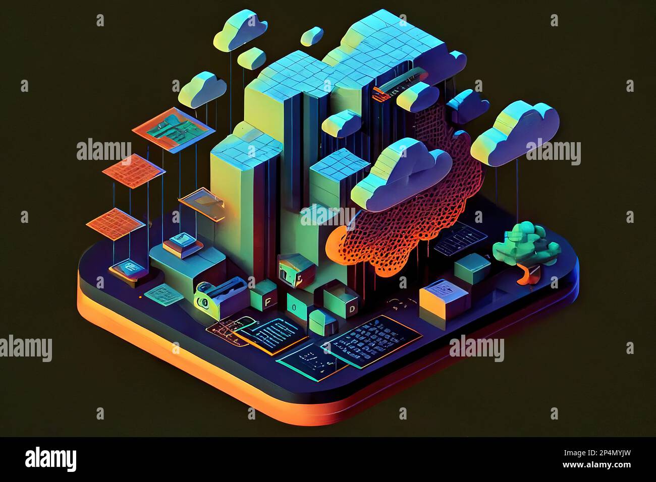 Illustration of cloud technologies. Generative Ai image Stock Photo