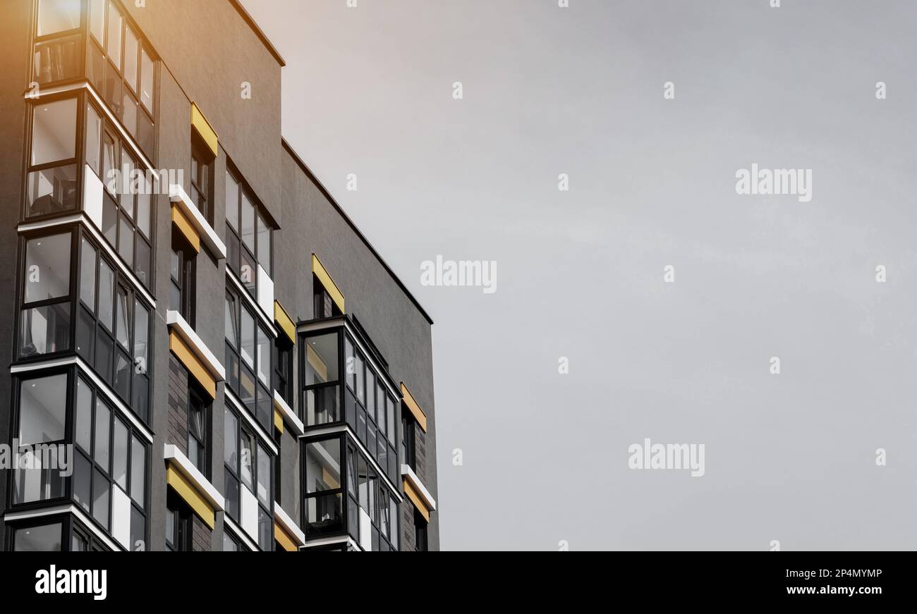 Modern and new apartment building. Detail of New luxury house and home ...