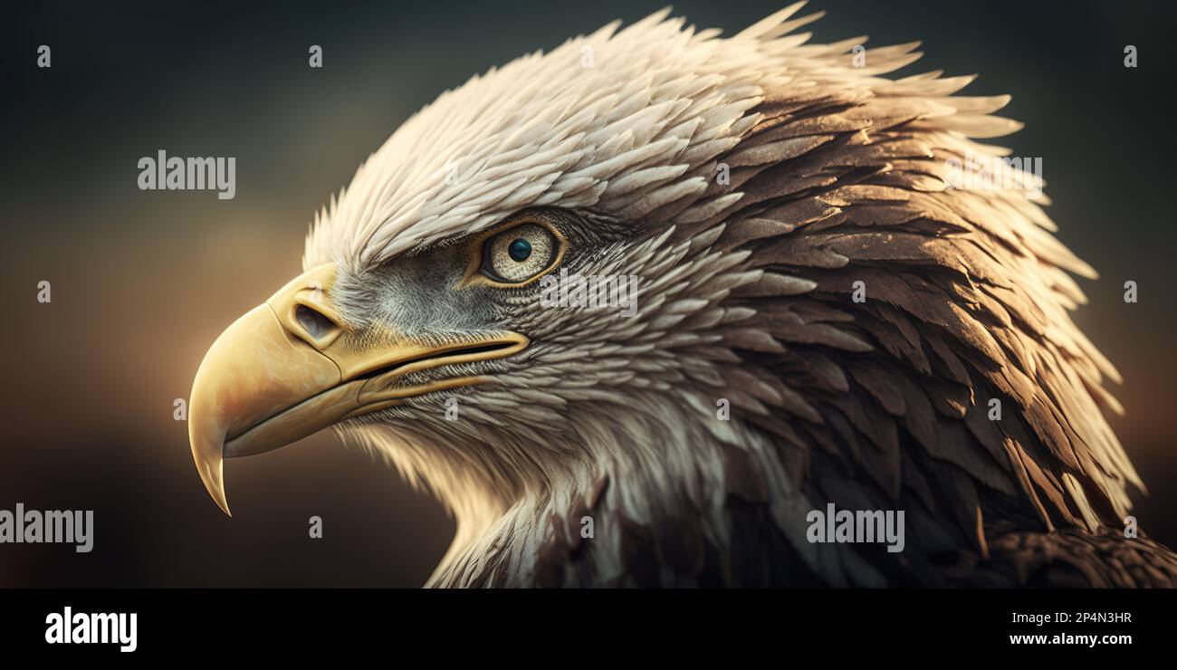 Eagle portrait on dark back. Generative Ai image Stock Photo