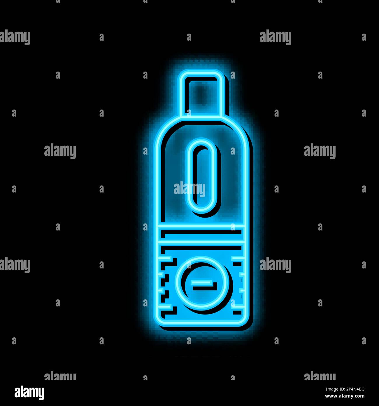 tan spray for body bottle neon glow icon illustration Stock Vector