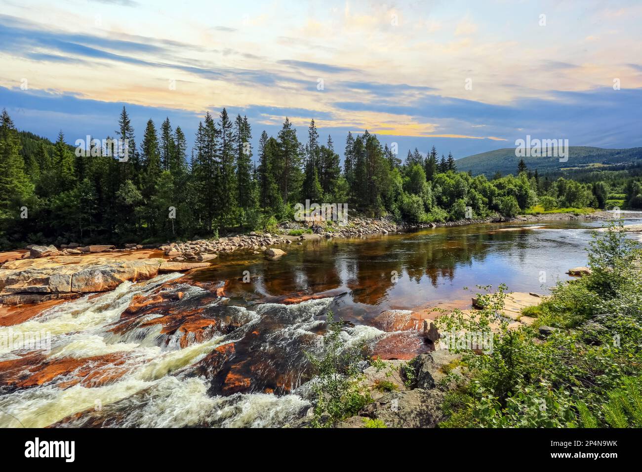 Stream  at the river Glomma  located in the central part of Norway Stock Photo