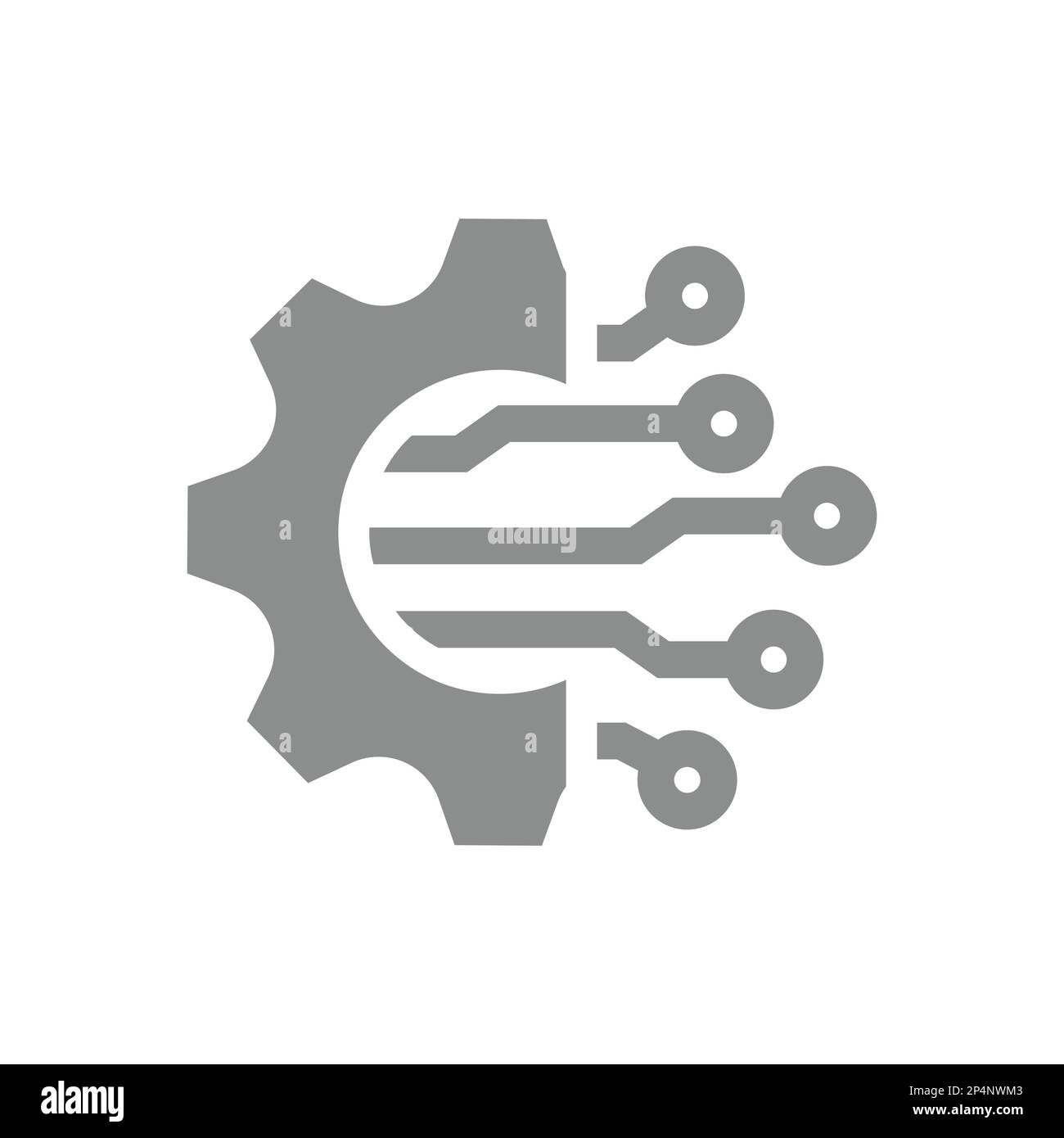Digital cogwheel vector icon. Digitalization gear, settings and customize fill symbol. Stock Vector