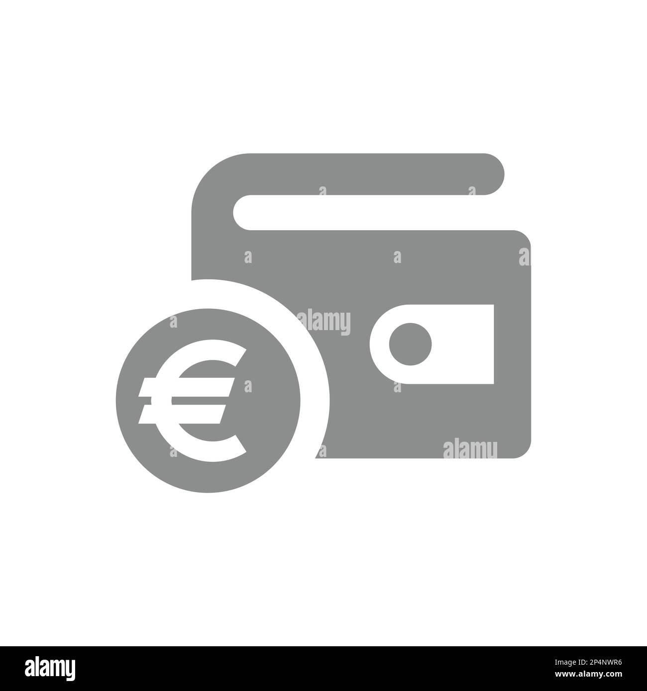 Wallet and currency coin vector icon. Euro, money or savings fill symbol. Stock Vector