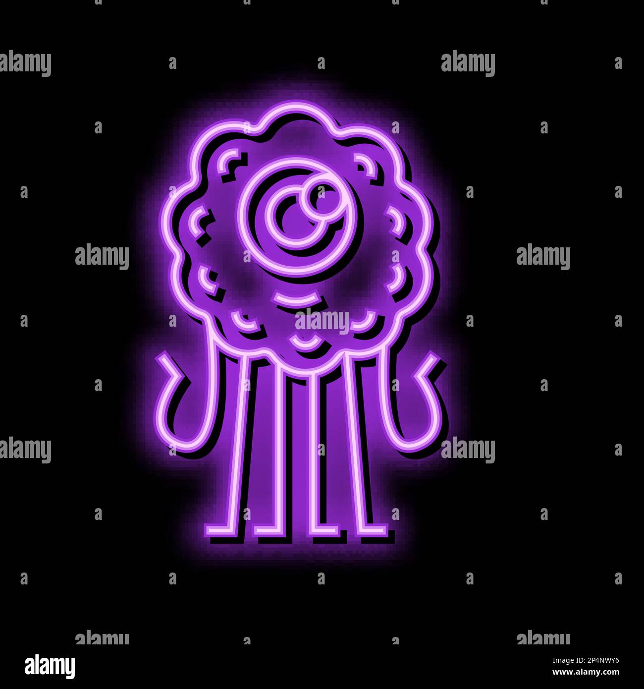 happy monster funny neon glow icon illustration Stock Vector Image ...