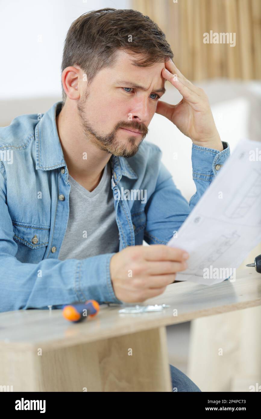 Confused young man manual hi-res stock photography and images - Alamy