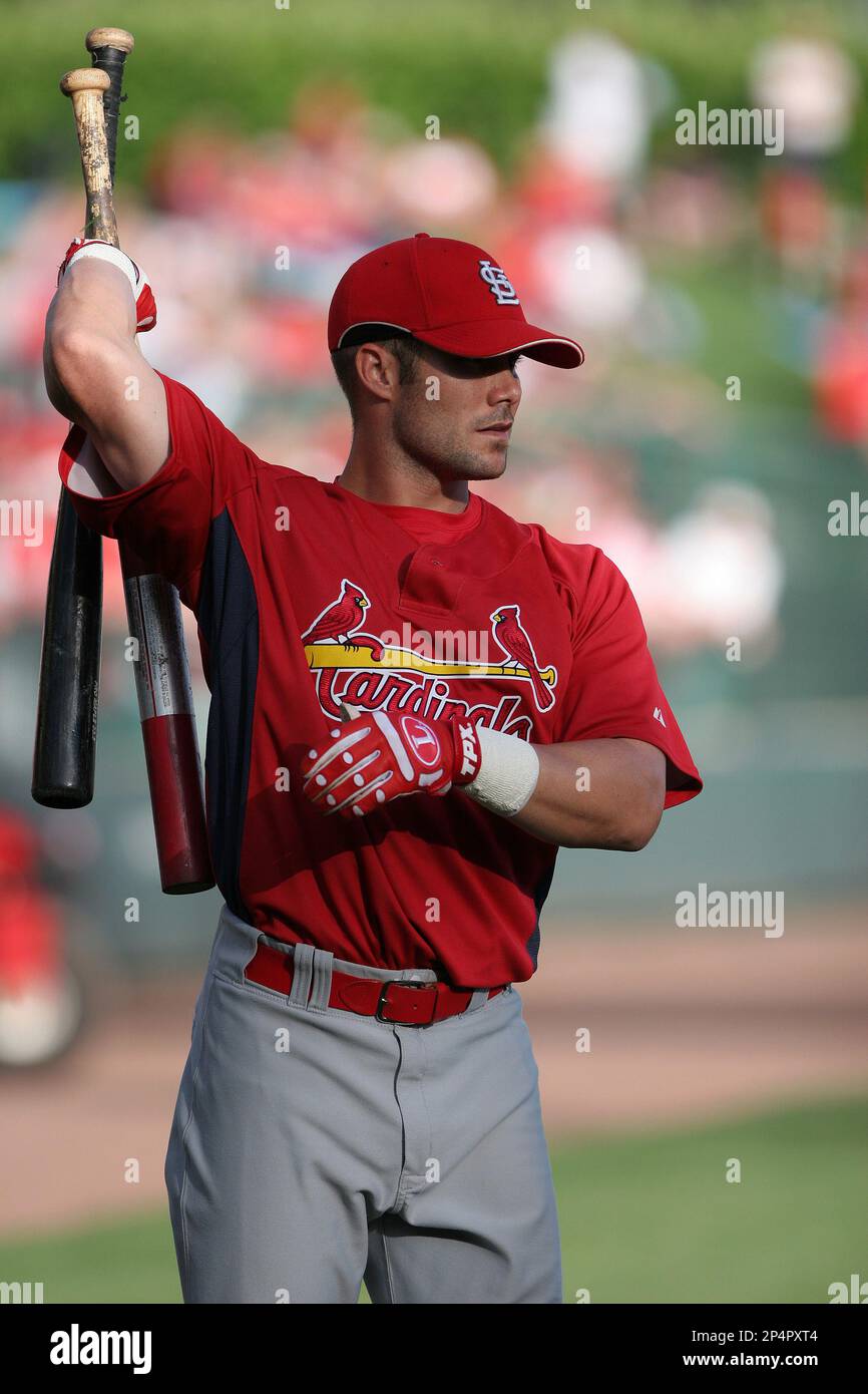 Skip Schumaker of the St. Louis Cardinals before a Spring Training game  against the Atlanta Braves March 16th, 2007 at Champion Stadium in Orlando,  Florida. (Mike Janes/Four Seam Images via AP Images