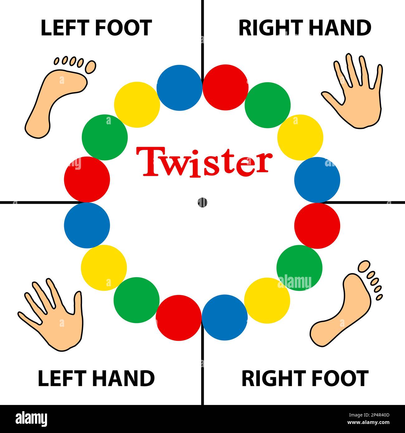 Twister spinner board, illustration. Game of physical skill Stock Photo