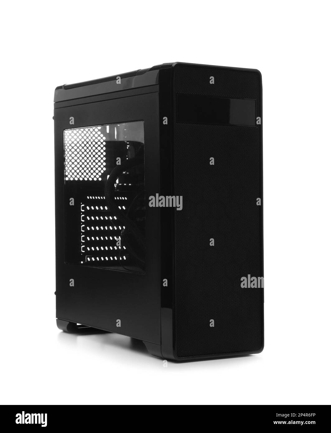 Modern black computer system unit isolated on white Stock Photo - Alamy
