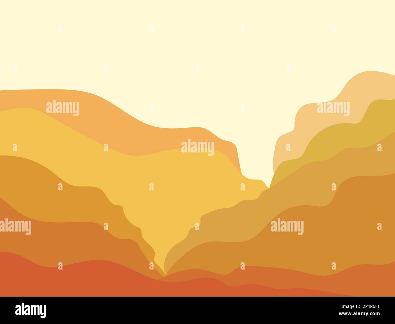 Canyon landscape in a minimalist style. Sand mountains, hills and