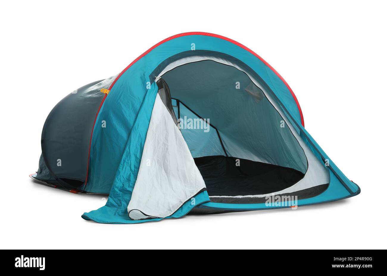 Light blue camping tent on white background Stock Photo Alamy