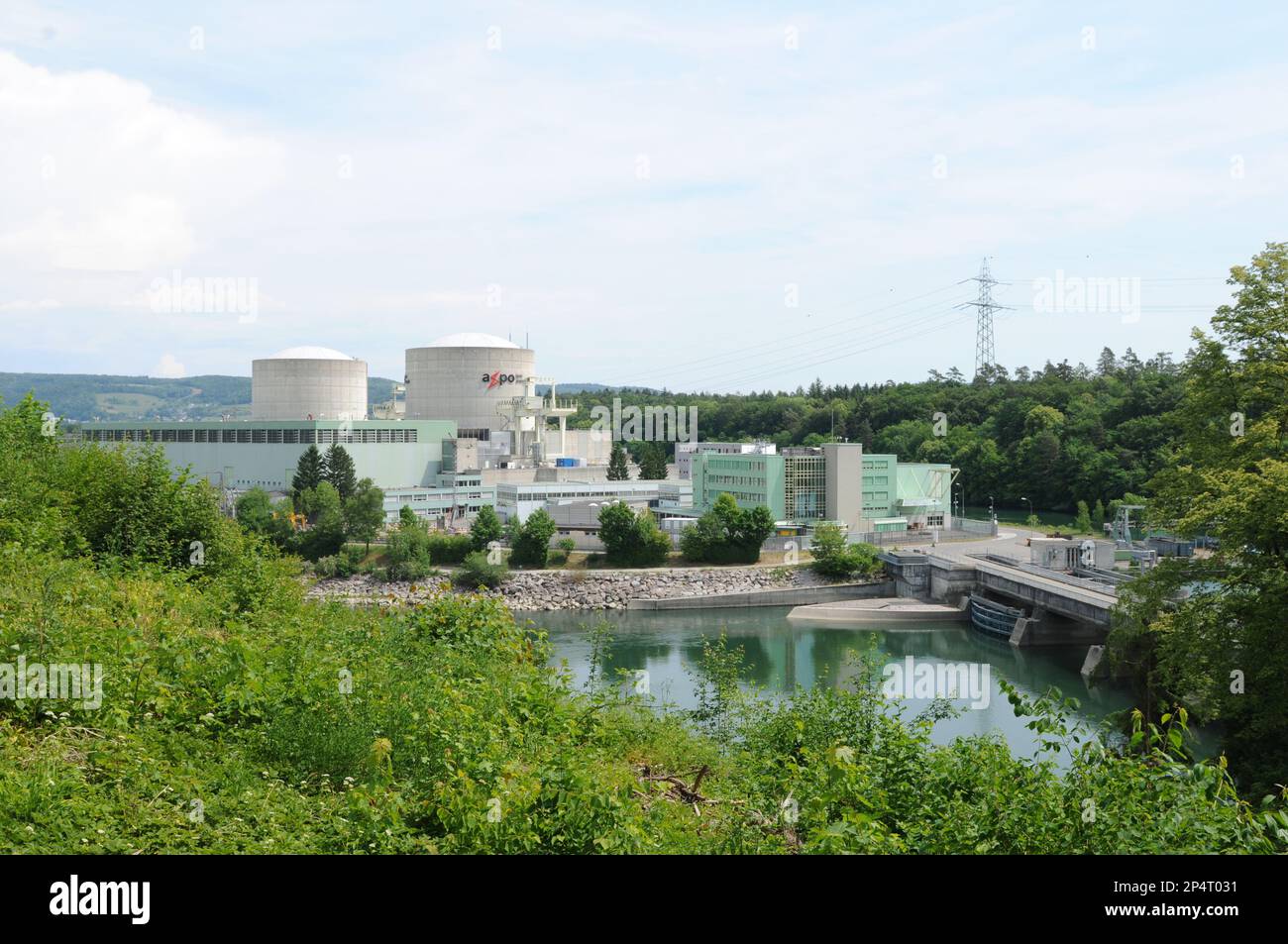 One of the oldest nuclear power station of the world: Beznau 1 + 2 in Switzerland are over 50 years old Stock Photo
