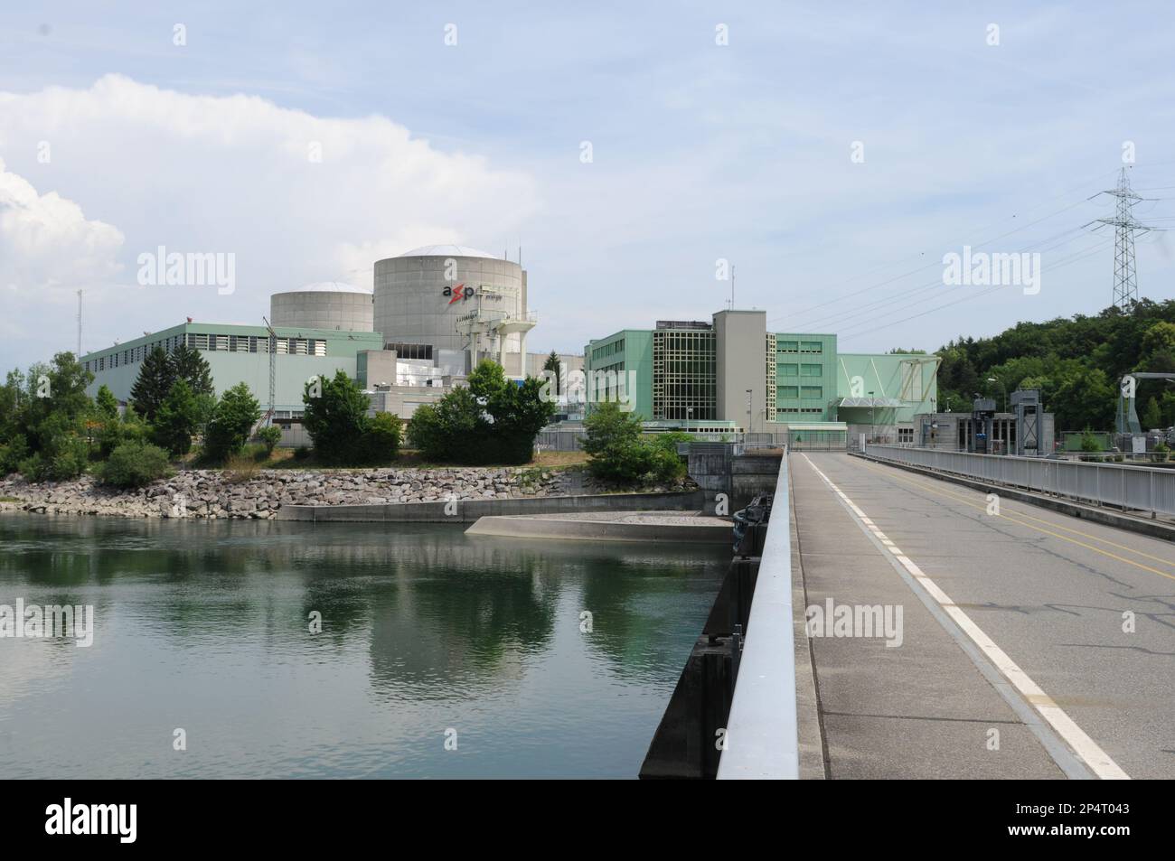 One of the oldest nuclear power station of the world: Beznau 1 + 2 in Switzerland are over 50 years old Stock Photo