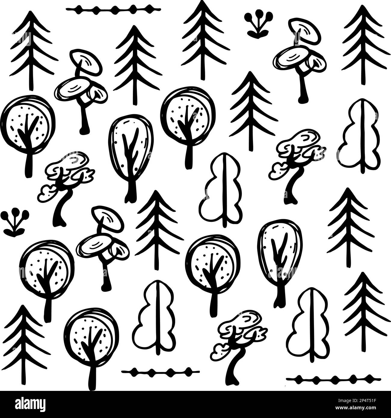 Trees pattern sketch, Stock Photo