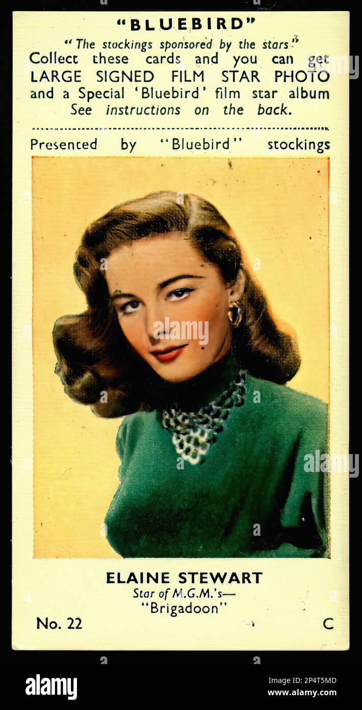Portrait of actress Elaine Stewart Vintage British Tradecard Stock