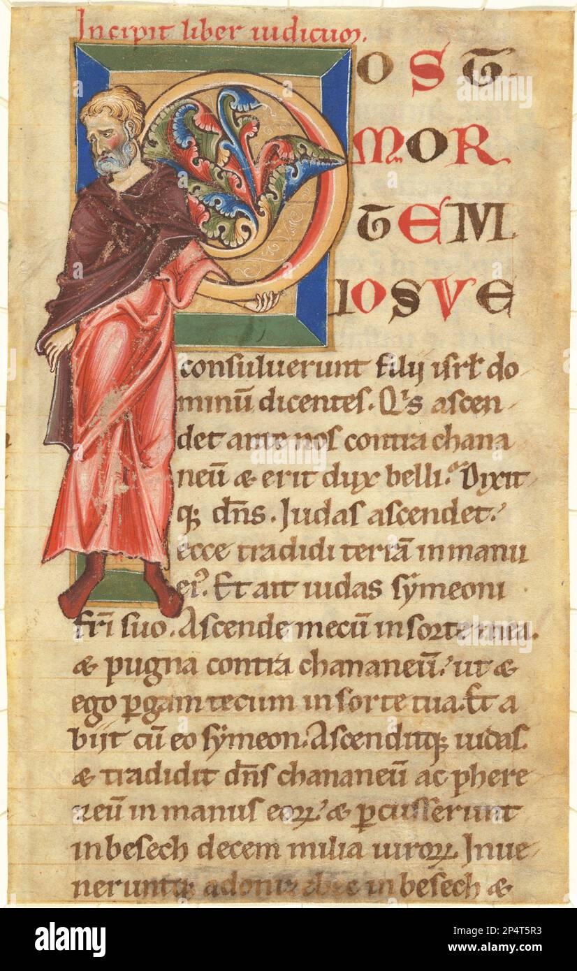 German 13th Century The Judge Judah (?), 1210/1220 Initial P from a Bible Stock Photo