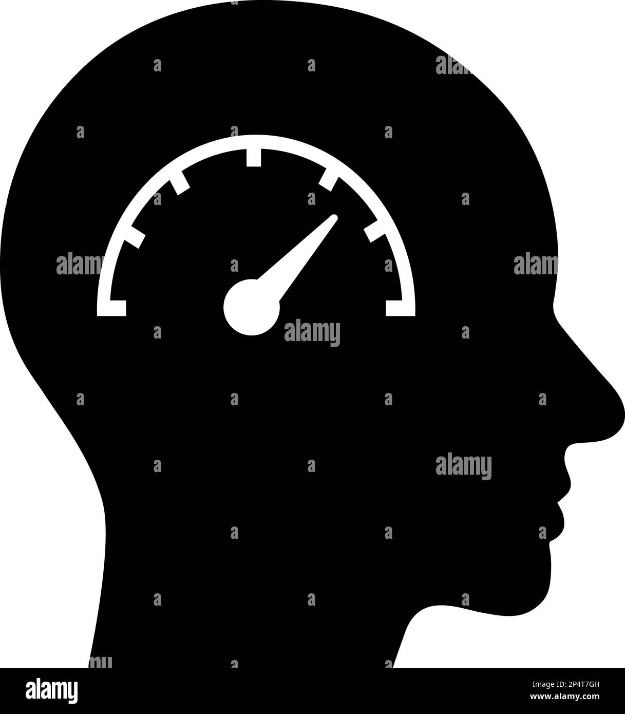 Flat icon of speedometer in human head as a concept of regulating skills and capabilities Stock Vector
