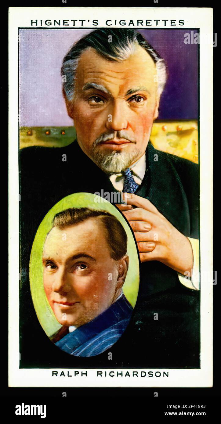 Portrait of Ralph Richardson - Vintage Cigarette Card Stock Photo