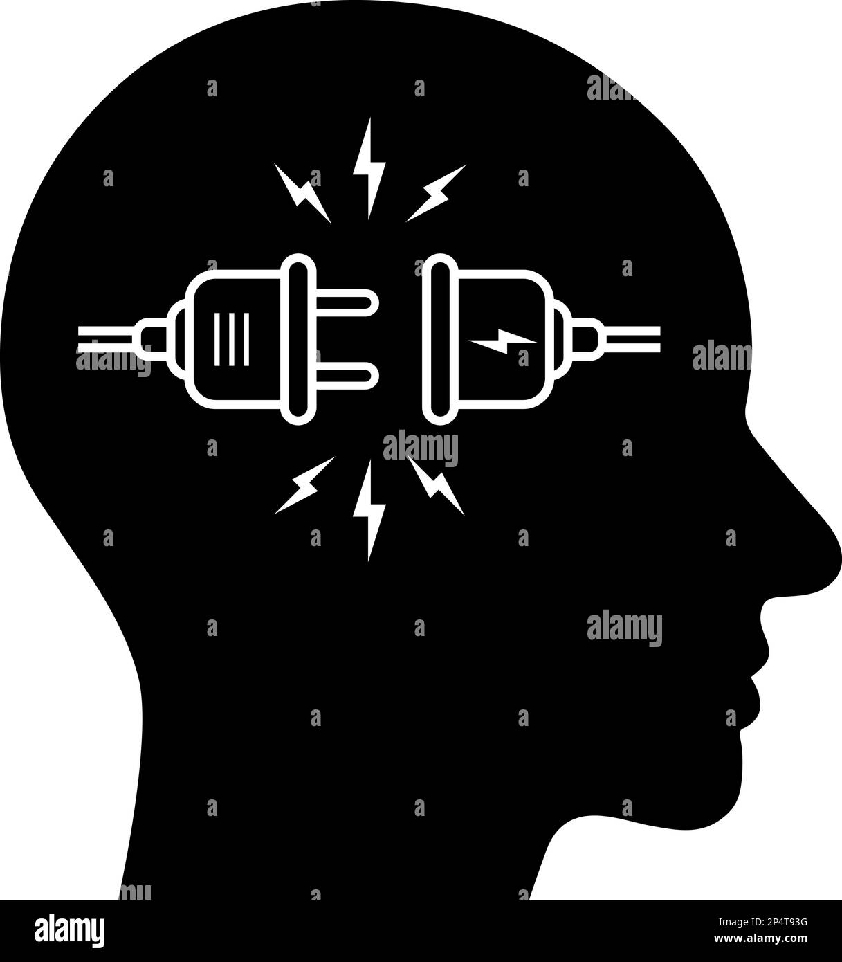 Flat icon of electric plug in as a concept mental switch and inclusion of consciousness Stock Vector